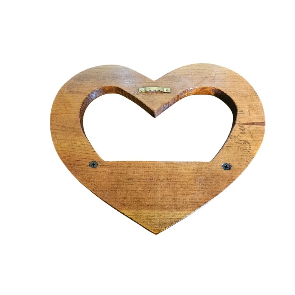 Wooden Heart Wall Shelf Home Decor Medium Brown Rustic Farmhouse Peg